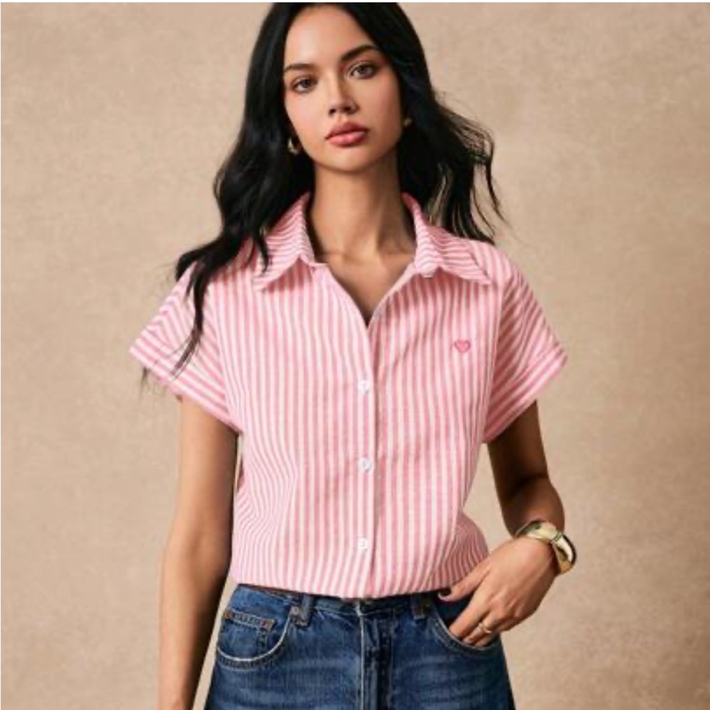 Pink Striped Button-Up Shirt